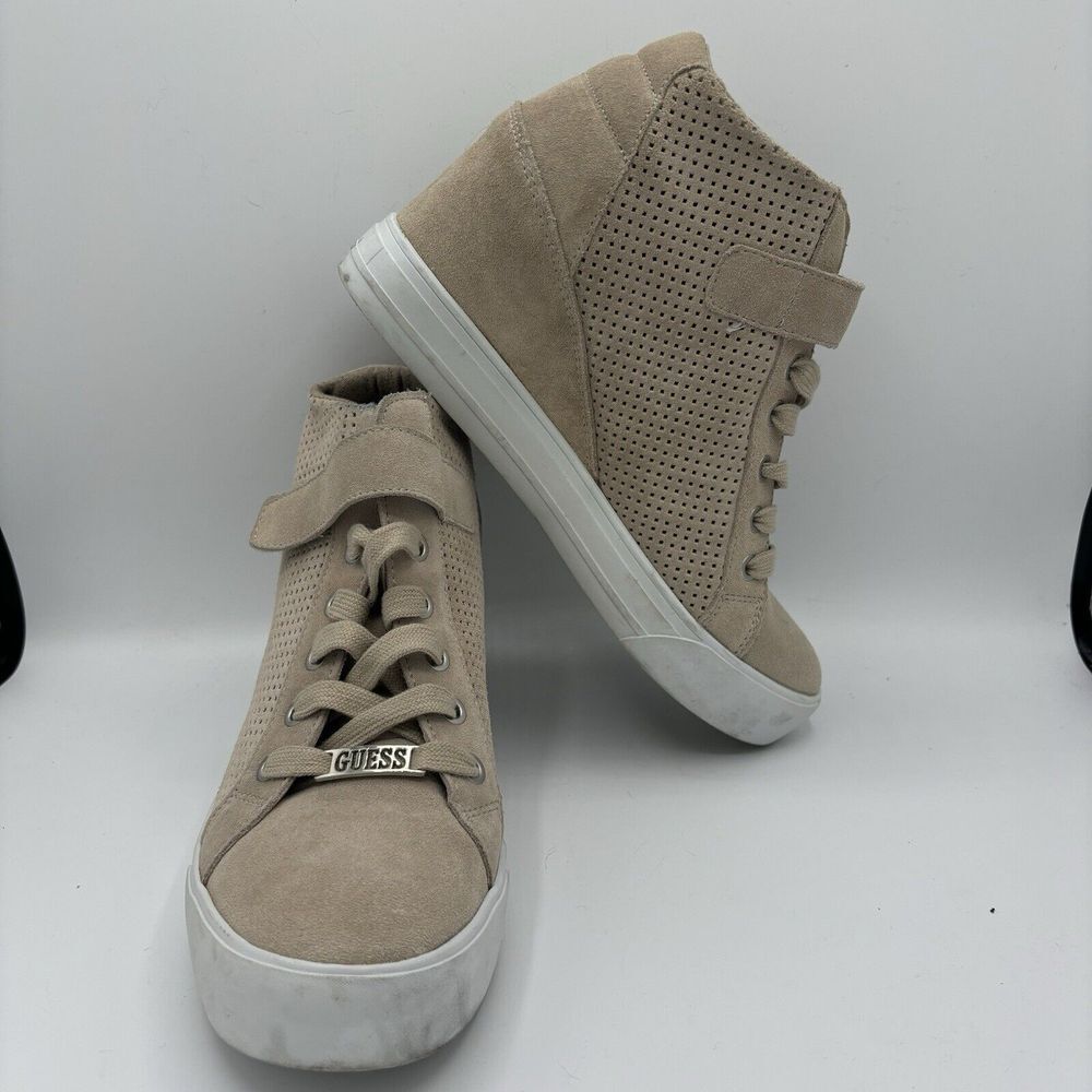 Guess‎ Ankle Sneakers Women Sneakers Biege Breathable, Size 9M - Picture 6 of 8